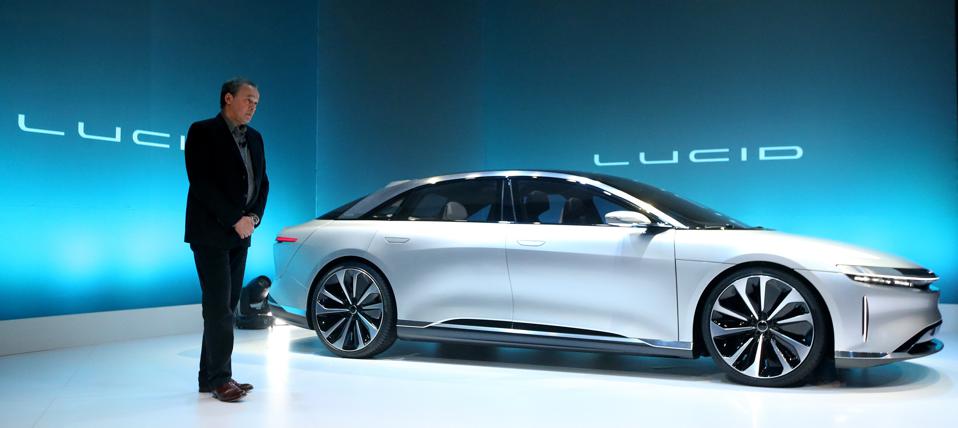 Chief Technology Officer Peter Rawlinson, takes part in a press event for the new ″air″ electric car by Lucid Motors Inc. on Wednesday, Dec. 14, 2016, in Fremont, Calif.   (Aric Crabb/Bay Area News Group)