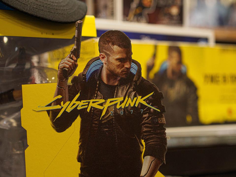 Promotional materials Cyberpunk 2077 in the store seen...