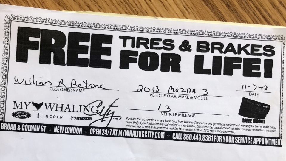 The Working day – My Whaling Town motor vehicle dealership would not honor cost-free tires marketing