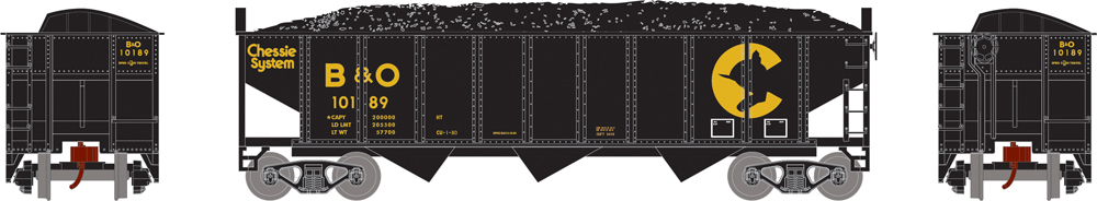 Chessie System 40-foot three-bay hopper with exterior posts